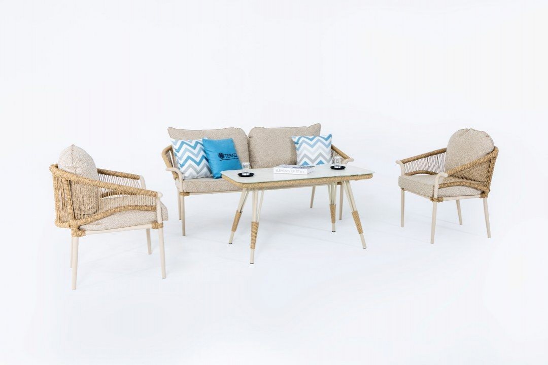 Aqua Midi 3-1-1 Cam Sehpalı Oturma Grubu