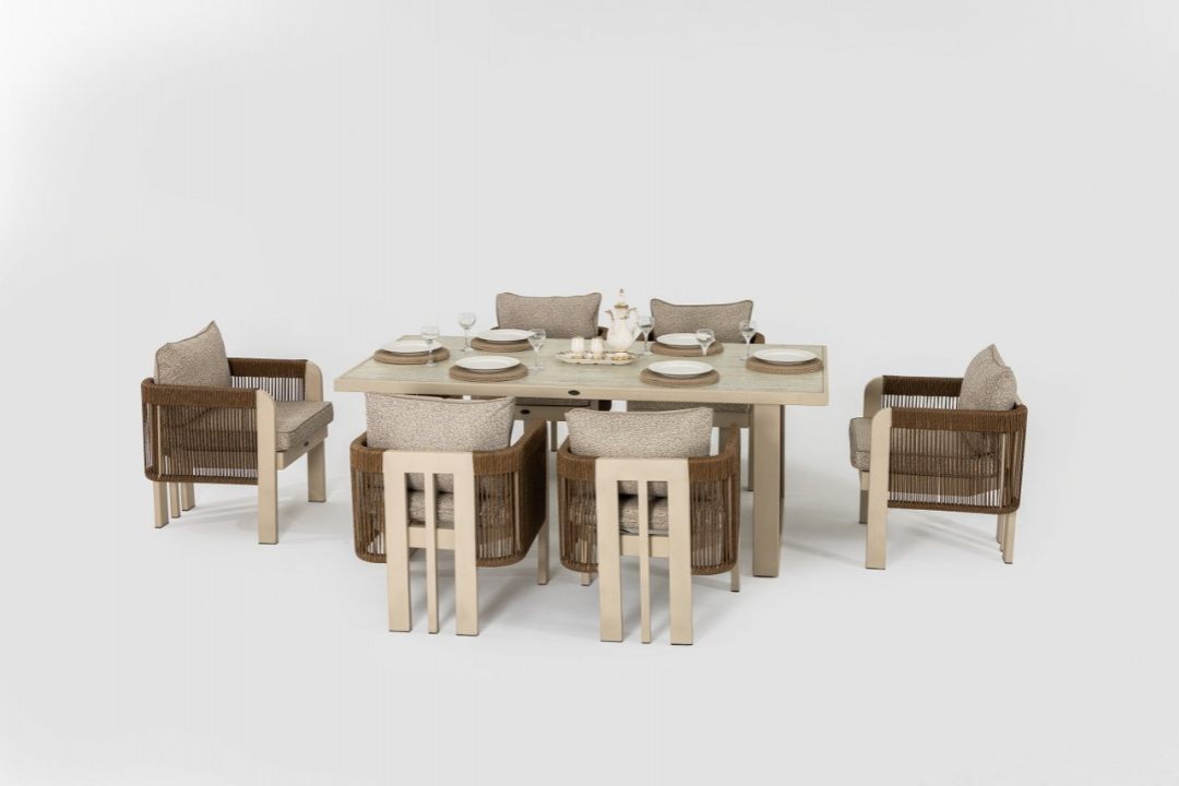 Atlas Seramik Cam Tablalı [100x200] Masa Takımı