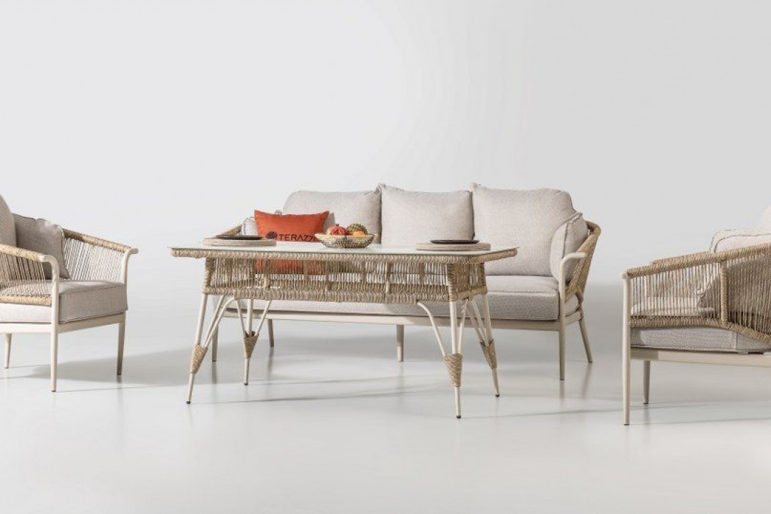 Aqua 3-1-1 Cam Sehpalı Oturma Grubu