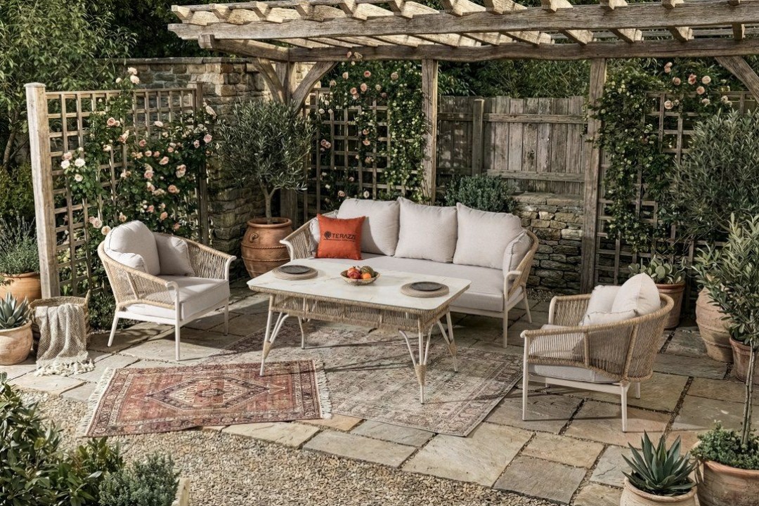 Aqua 3-1-1 Cam Sehpalı Oturma Grubu