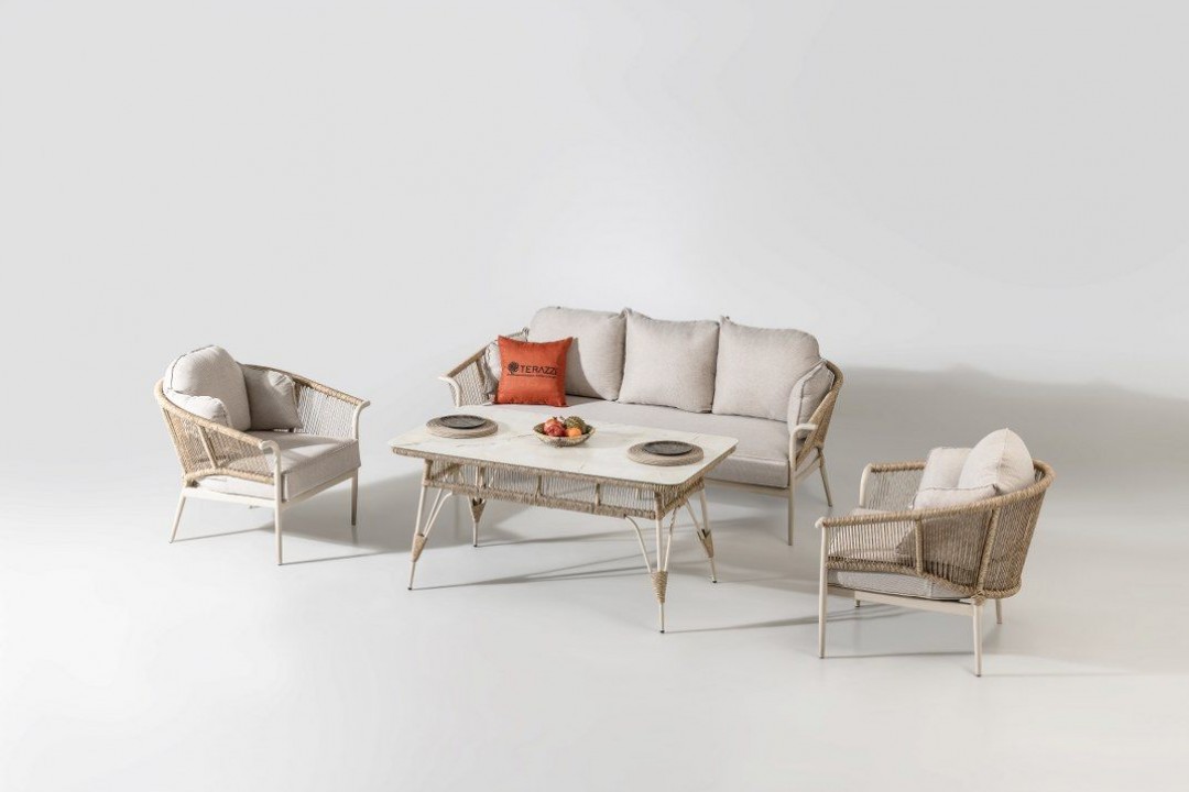 Aqua 3-1-1 Cam Sehpalı Oturma Grubu