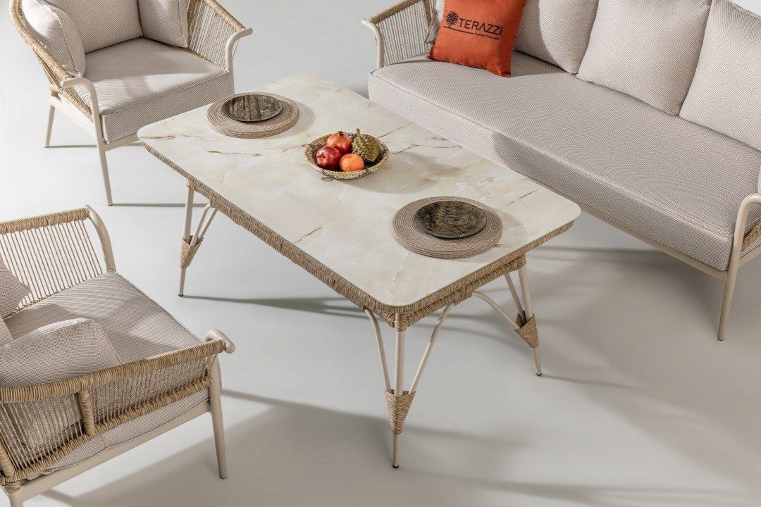 Aqua 3-1-1 Cam Sehpalı Oturma Grubu